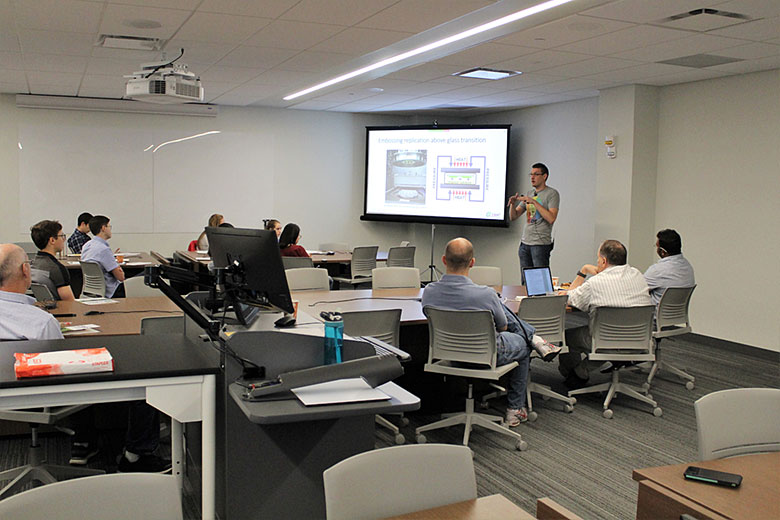 Dr. Matt Jackson gives a talk on different materials for microfluidics during the lecture portion of the workshop