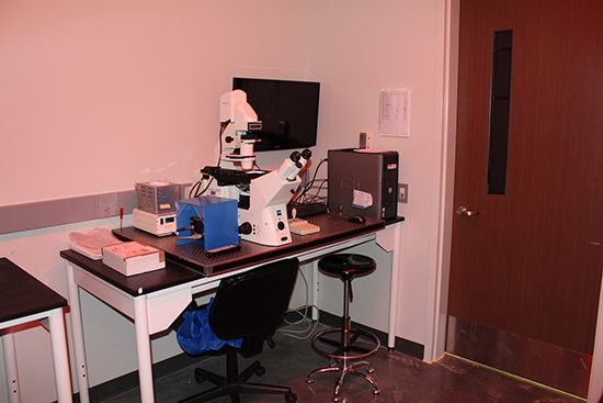 Fluorescence microscopy room