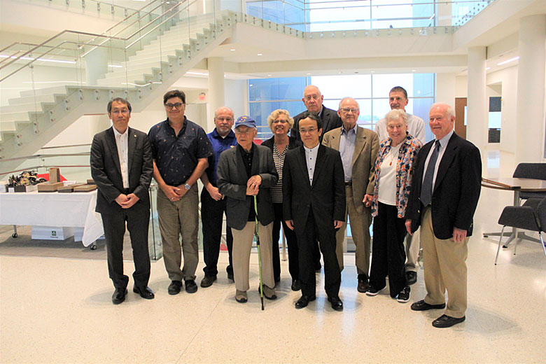 (front row, from left) Mr. Katsuaki Kaito, Dr. Brian Laird, Dr. Steve Soper, Dr. Ted Kuwana, Dr. Sue Lunte, Dr. Teruhisa Ueda, Dr. Marlin Harmony, Nancy Harmony, Dr. Rich Givens. (back row, from left) Dr. George Wilson, Dr. Bob Dunn