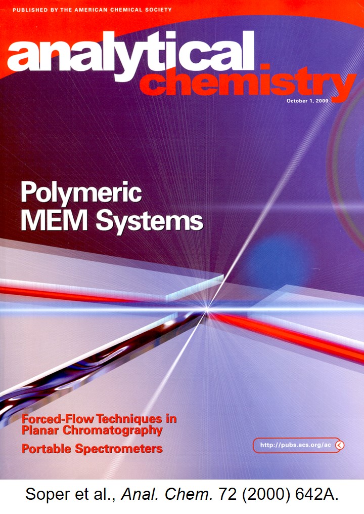 "Analytical Chemistry" magazine cover, October 1, 2000. Highlights "Polymeric MEM Systems" with bright light imagery. Published by the American Chemical Society.